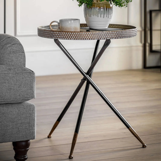 Distressed Metal Tripod Legged Side Table FARTHING