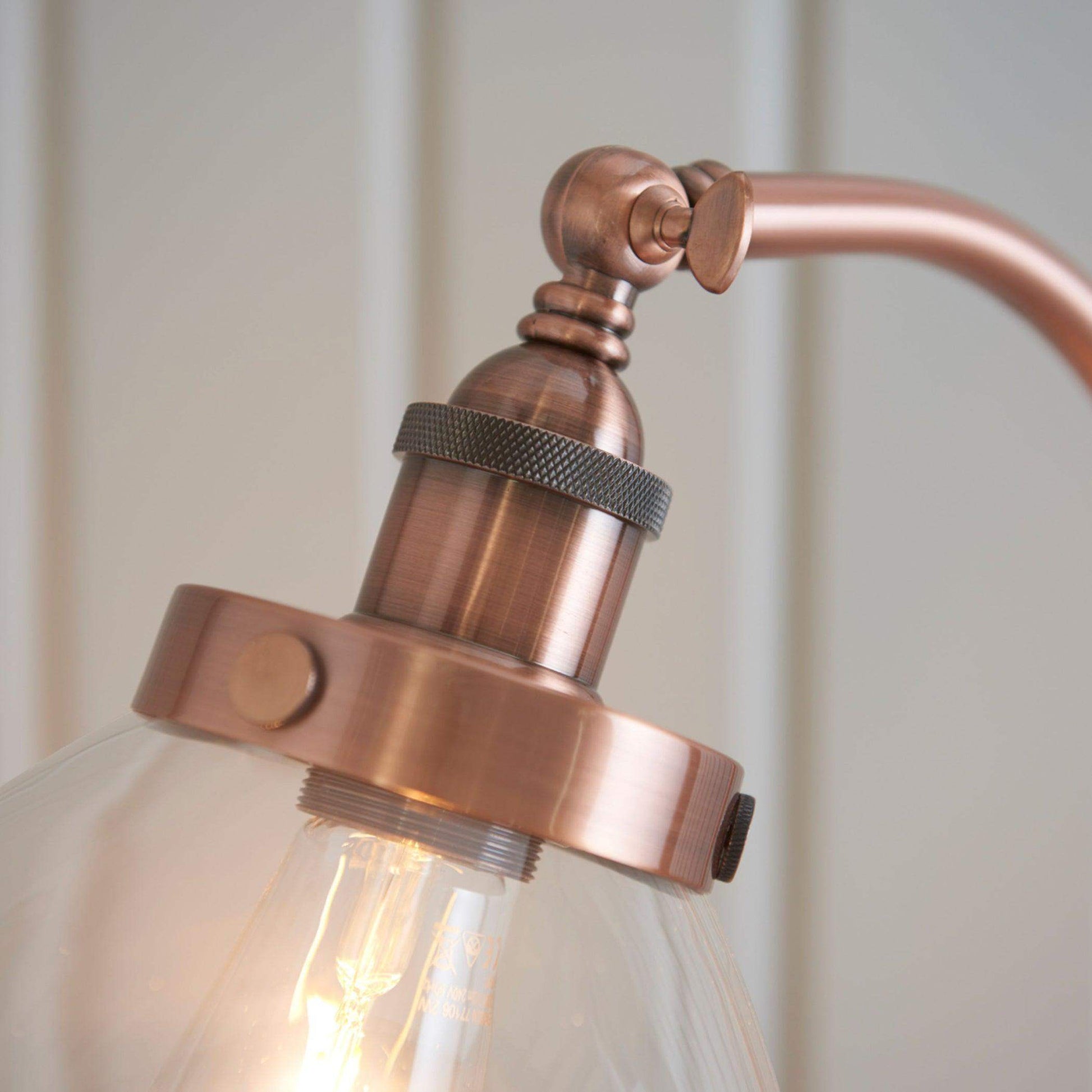 Domed Glass Burnished Copper Floor Lamp - The Farthing