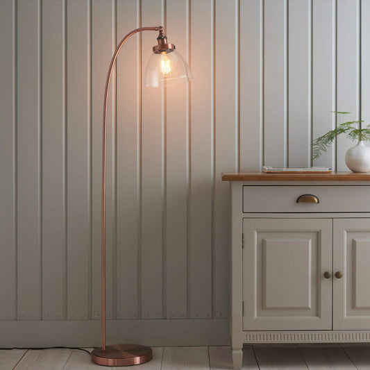 Domed Glass Burnished Copper Floor Lamp - The Farthing