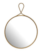 Round Gold Beaded Wall Mirror with Decorative Loop Top 4