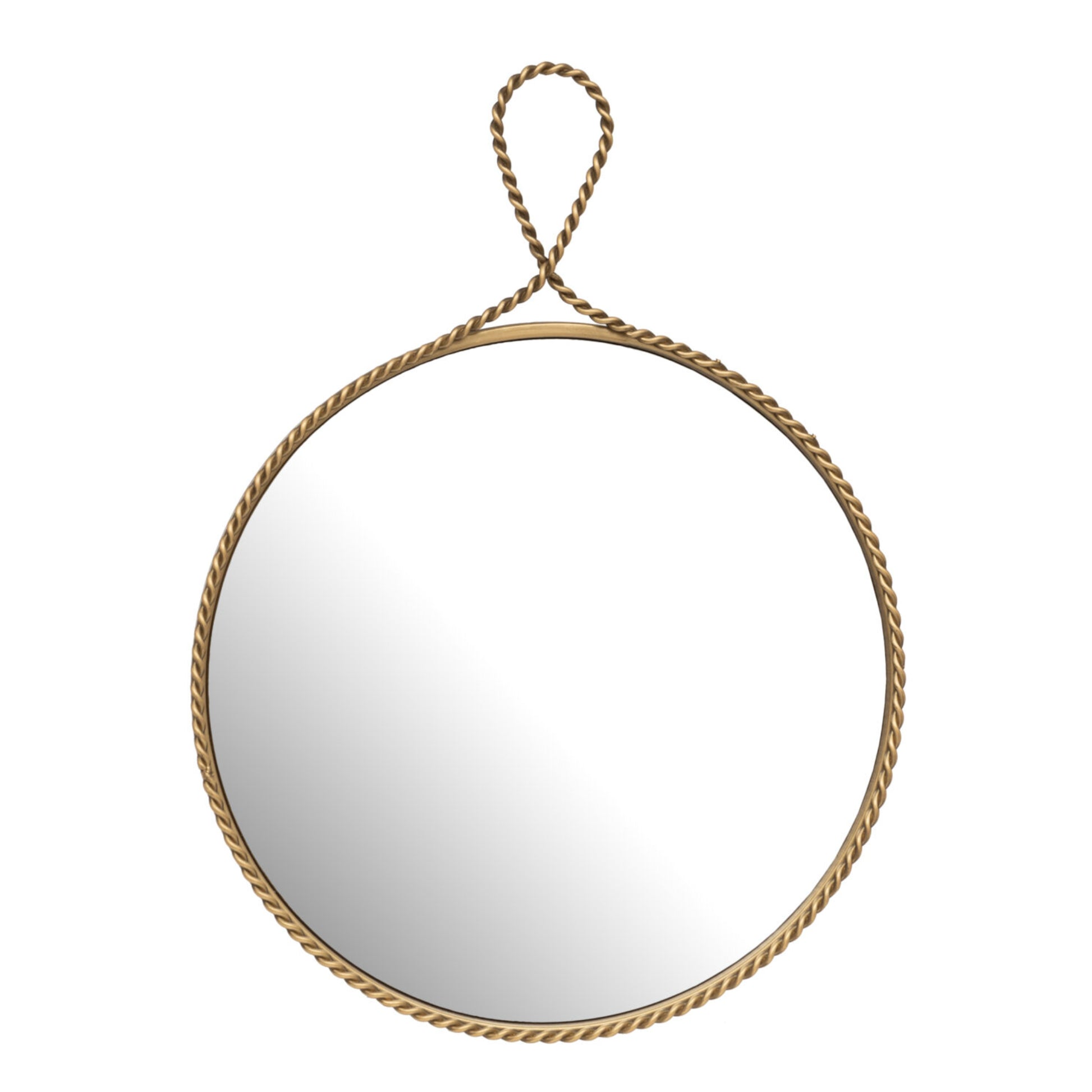 Round Gold Beaded Wall Mirror with Decorative Loop Top 4