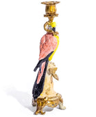 Decorative candle holder with a parrot design on a white background