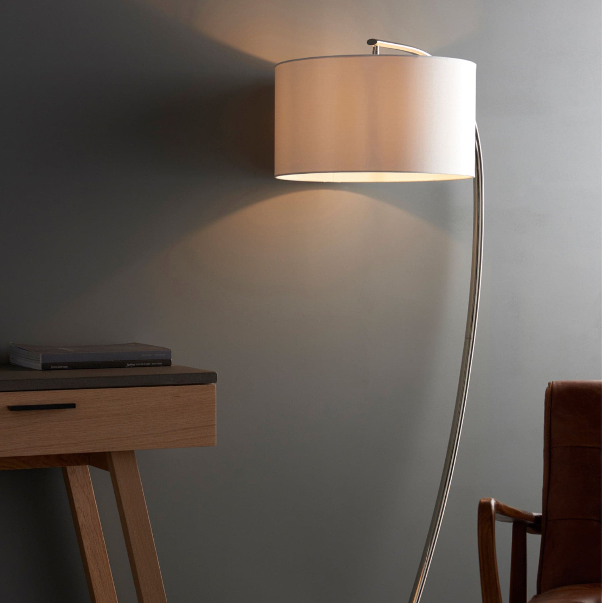 Elegantly Arched Bright Nickel Floor Lamp