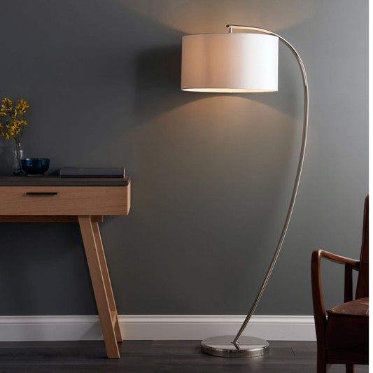 Elegantly Arched Bright Nickel Floor Lamp - The Farthing