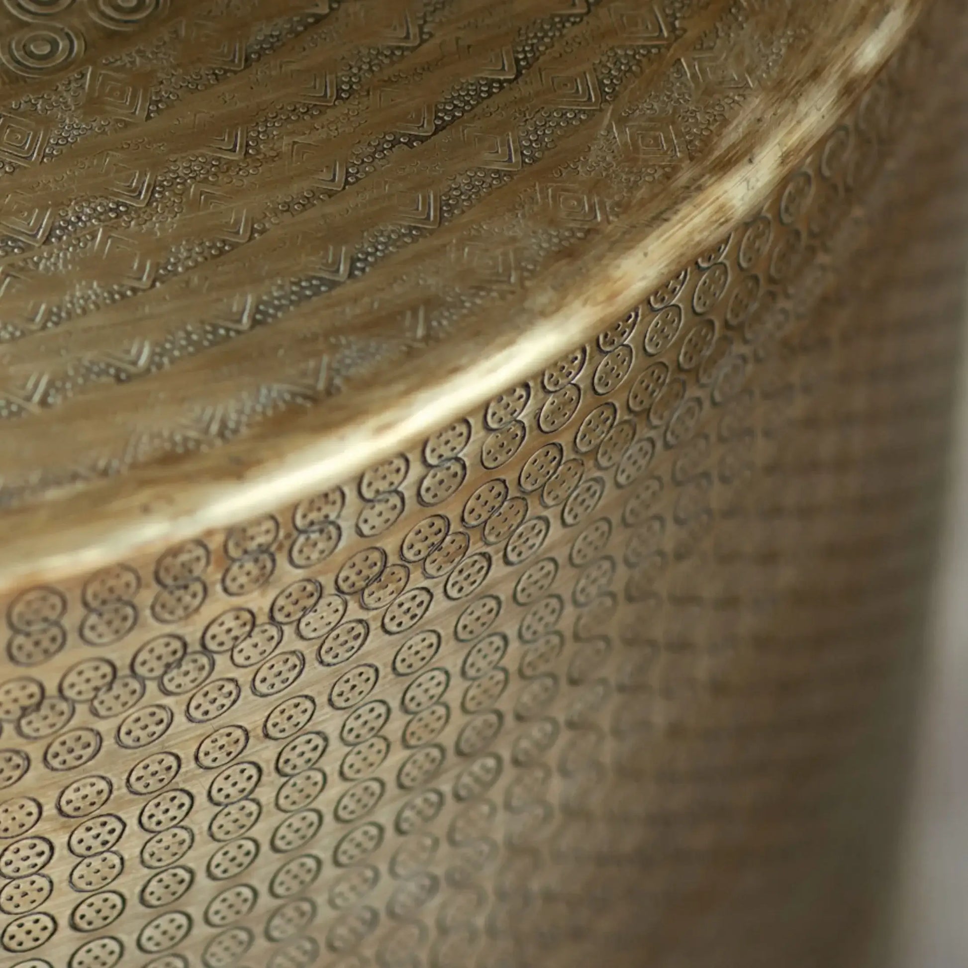 Close-up of a textured metallic surface with intricate patterns