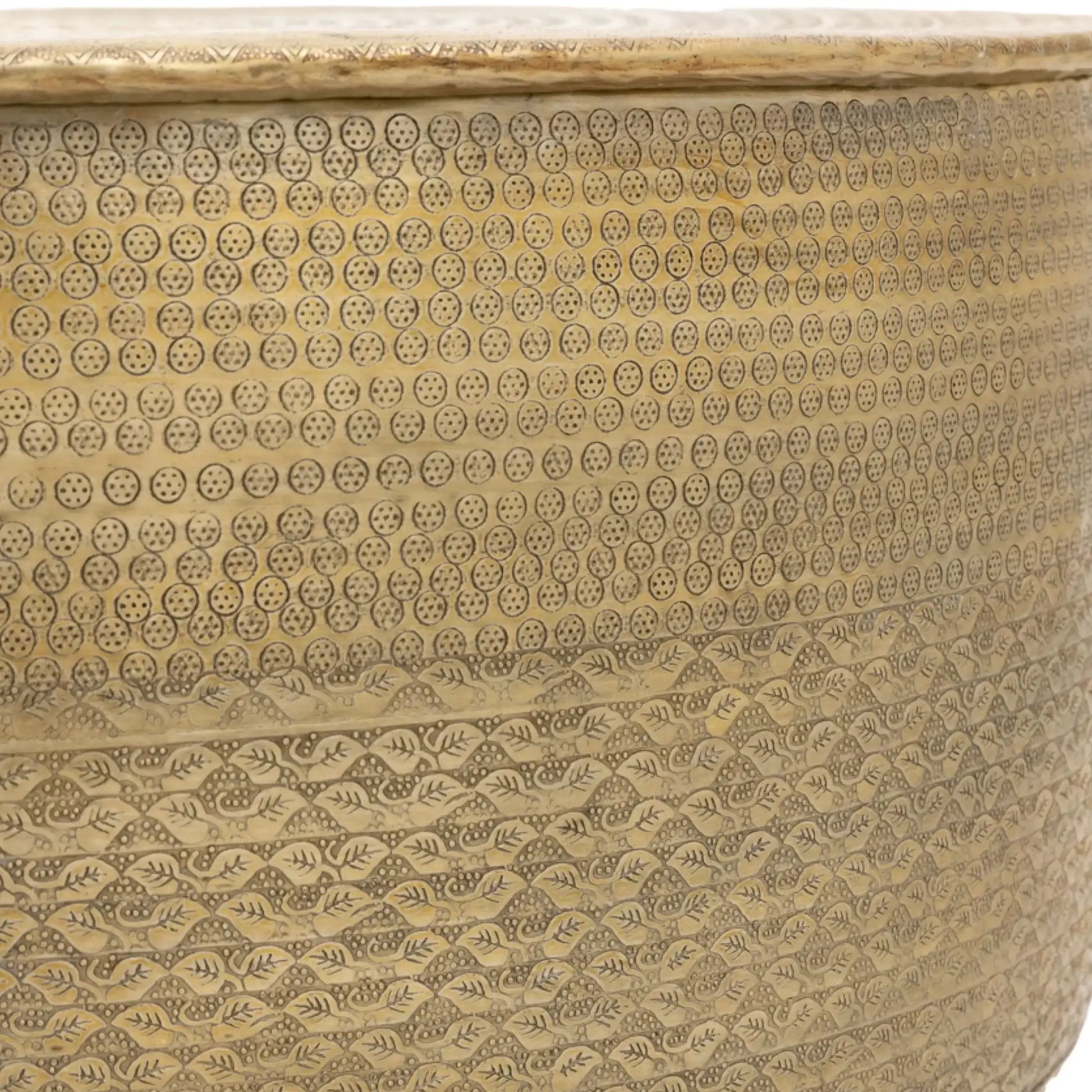 Close-up of a woven basket with a textured pattern