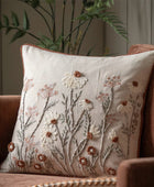 Embroidered Meadow Floral Cushion