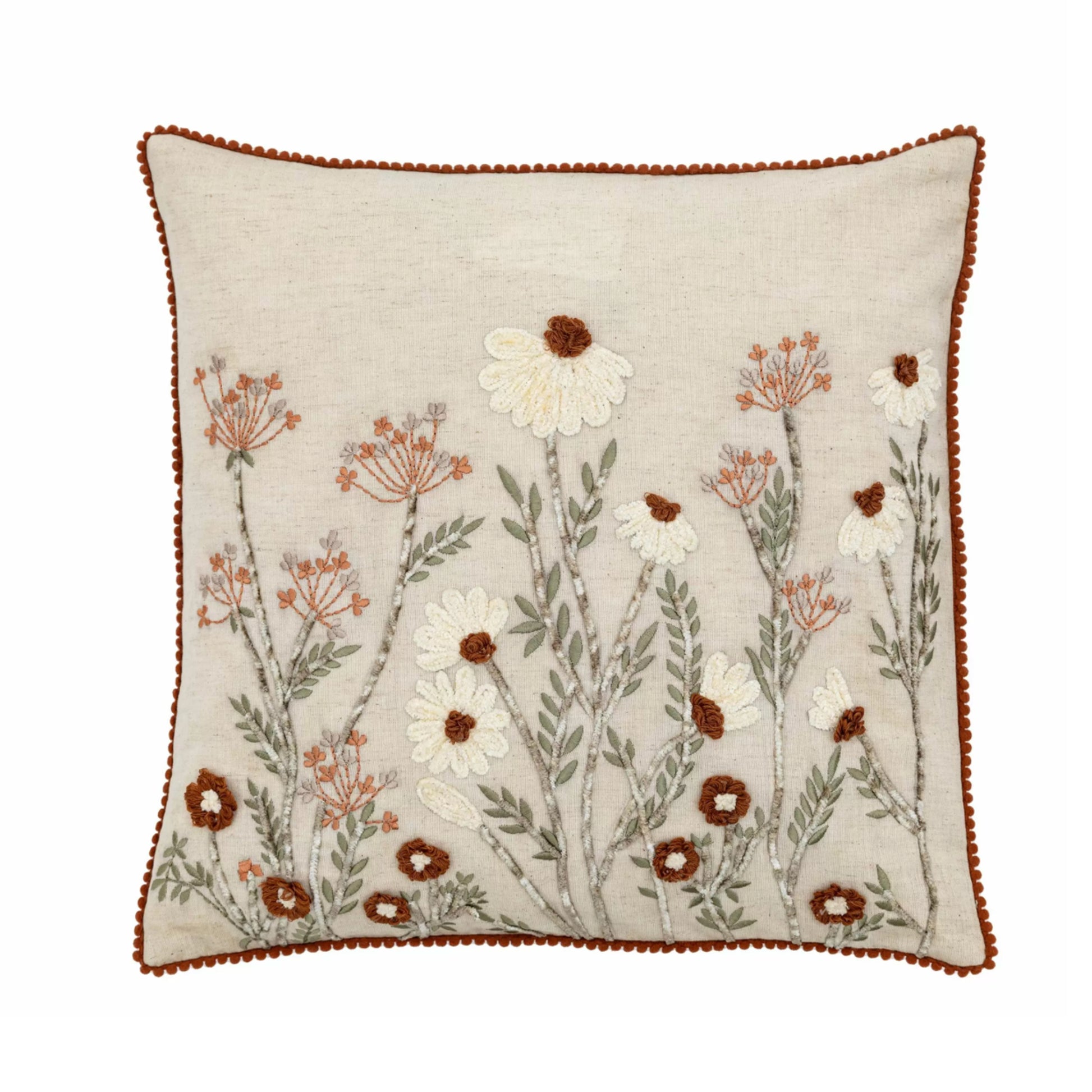 Embroidered Meadow Floral Cushion 1