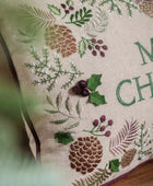 Embroidered Merry Christmas Cushion