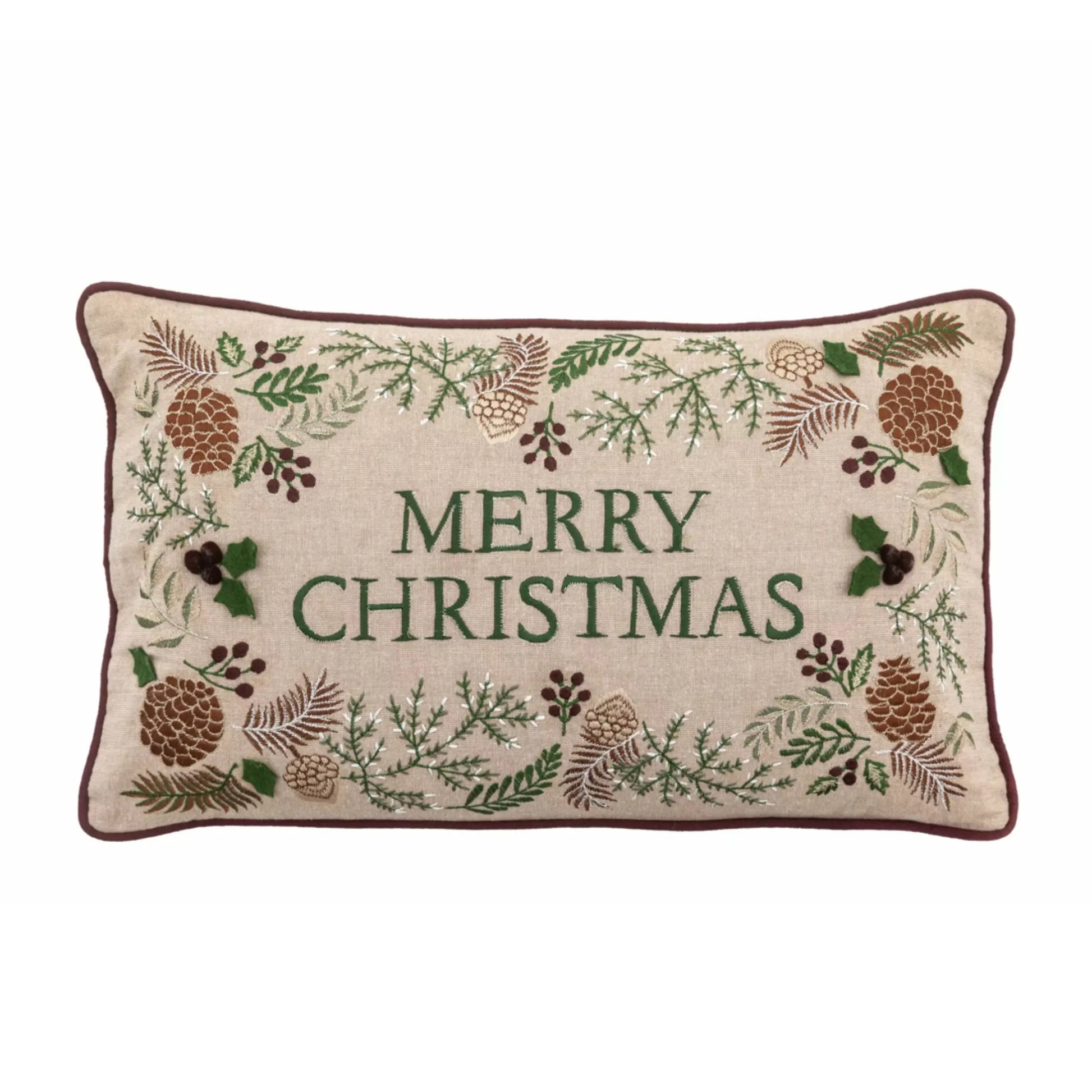 Embroidered Merry Christmas Cushion 3