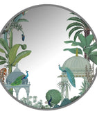 Exotic Peacock Garden Round Wall Mirror