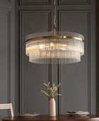 Extra Large Antique Brass & Glass Rod Pendant Light 5