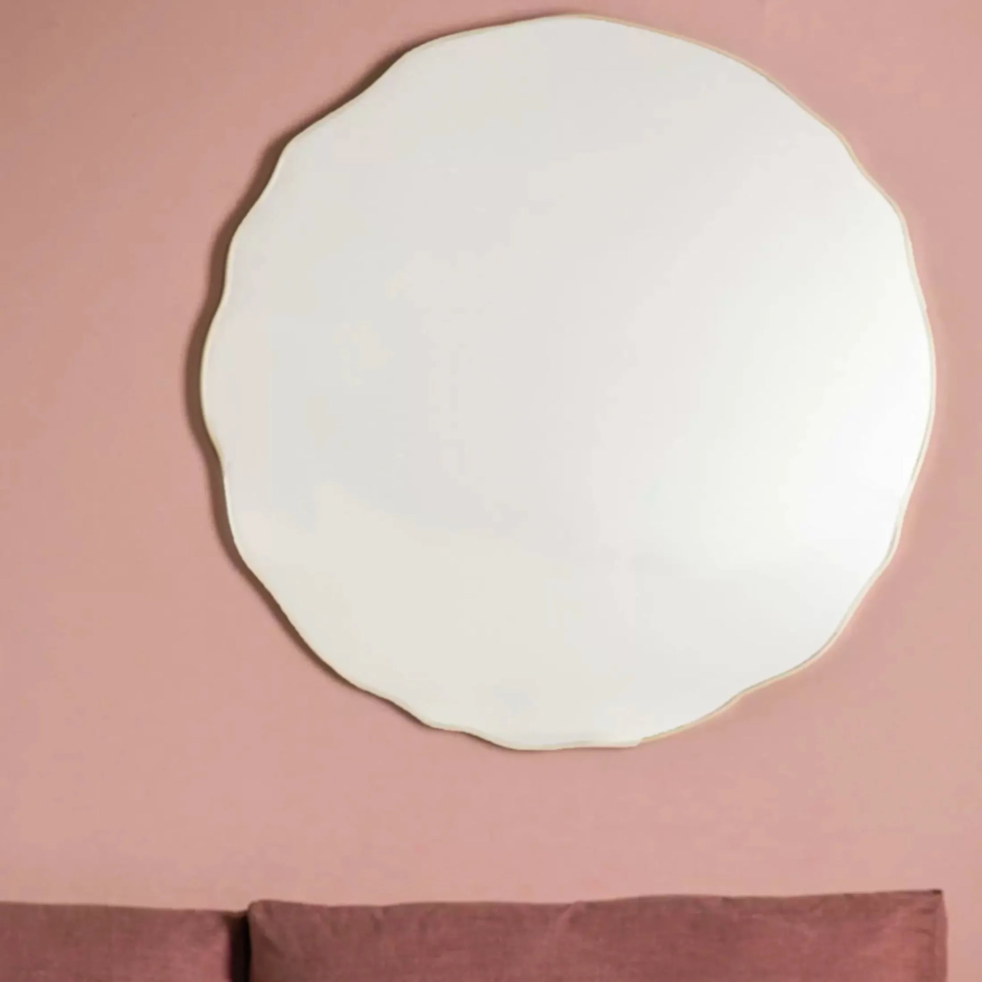 Extra Large Circular Wavy Edge Gold Wall Mirror 1