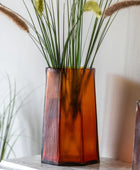 Faceted Amber Glass Vase
