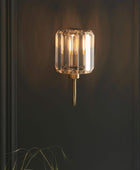 Faceted Glass Shade Antique Brass Wall Light - The Farthing