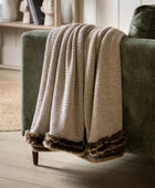 Faux Fur Trimmed Brown Throw