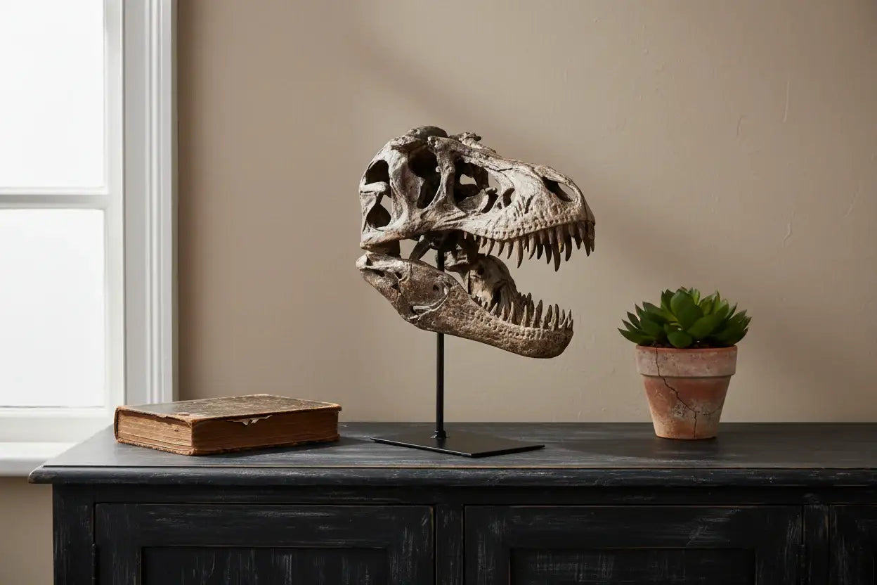 Faux T-Rex Fossil Head on Stand 3