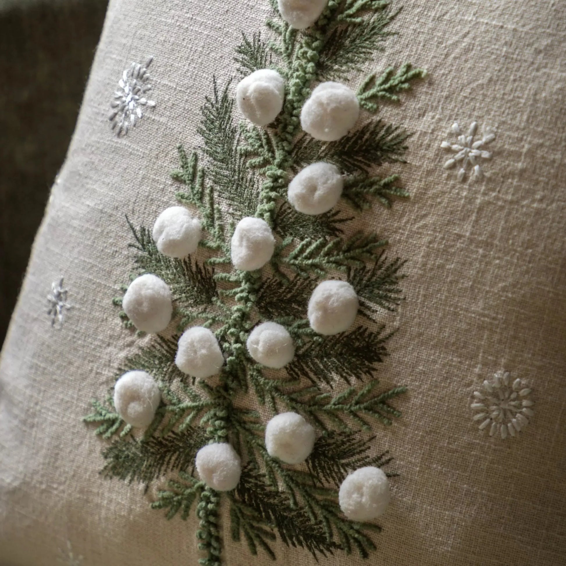 Festive Snowball Tree Square Cushion