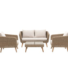 Garden Brown PE Wicker 4 Seater Lounge Set 3