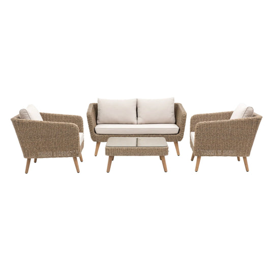 Garden Brown PE Wicker 4 Seater Lounge Set 3