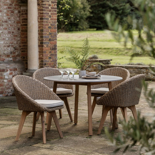 Garden Brown PE Wicker 4 Seater Round Dining Set 4