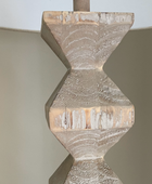 Geometric Wood Stem & Linen Shade Floor Lamp 2