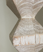 Geometric Wood Stem & Linen Shade Floor Lamp