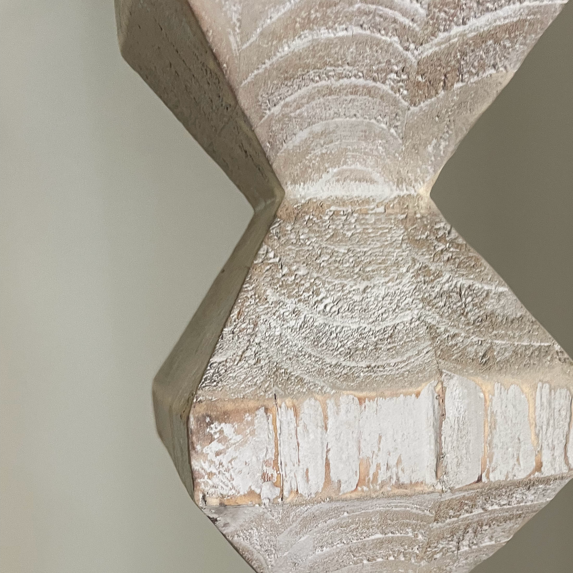 Geometric Wood Stem & Linen Shade Floor Lamp