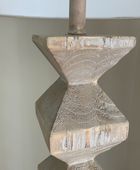 Geometric Wood Stem & Linen Shade Floor Lamp 5