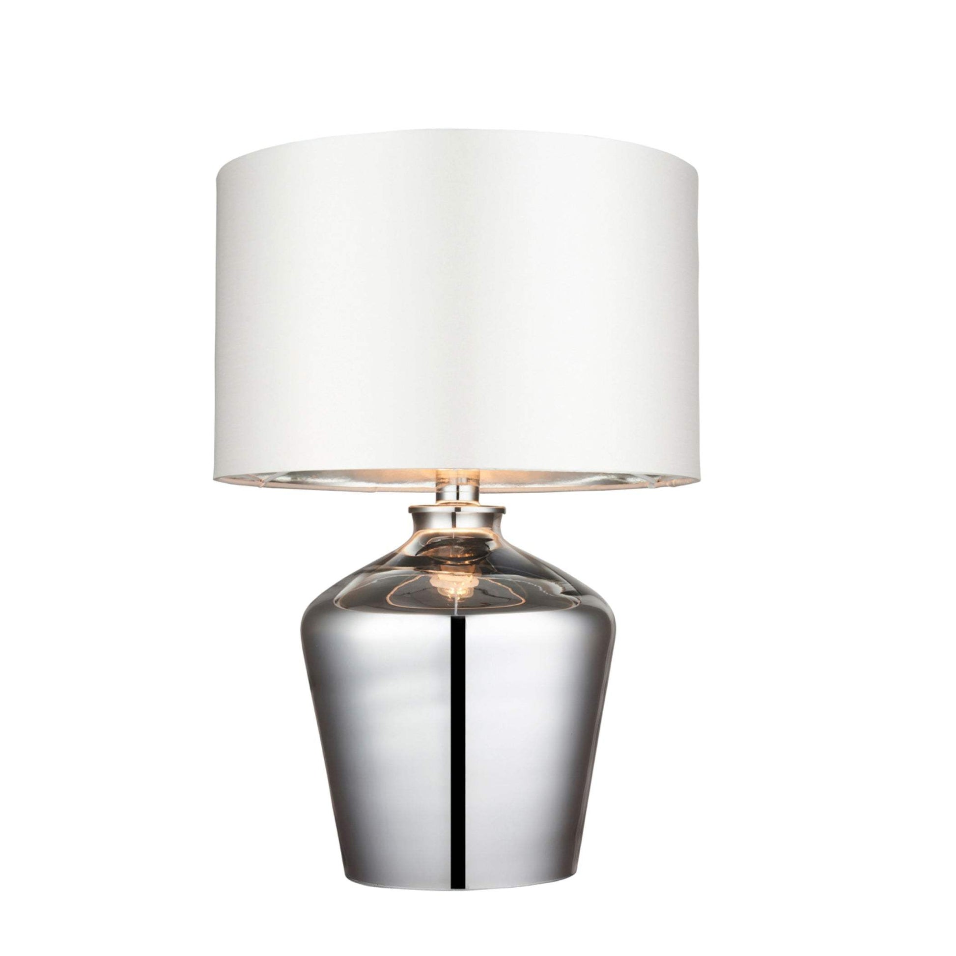 Glass High Shine Chromed Table Lamp & Shade - The Farthing