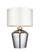 Glass High Shine Chromed Table Lamp & Shade - The Farthing