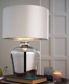 Glass High Shine Chromed Table Lamp & Shade - The Farthing