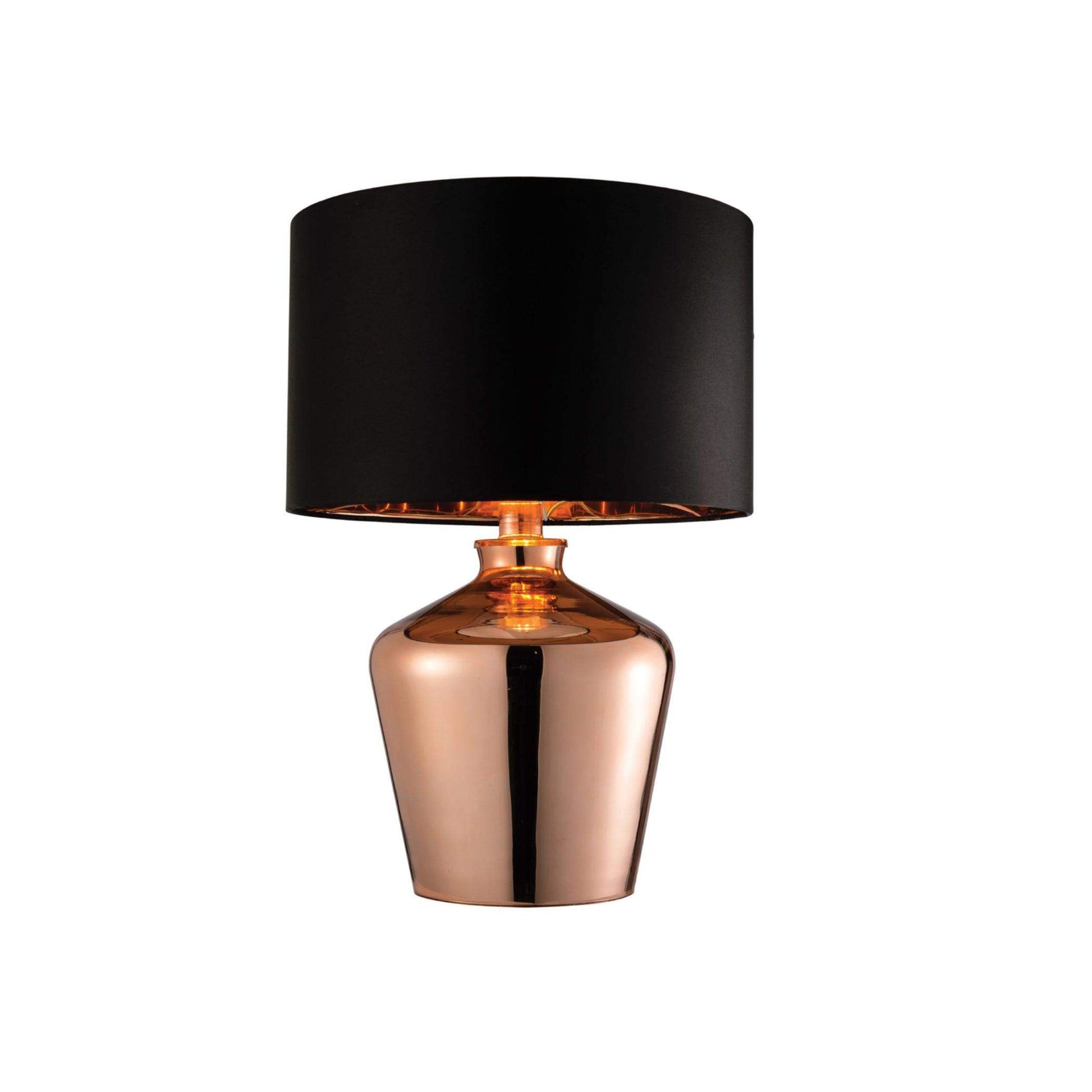 Glass High Shine Copper Table Lamp & Shade - The Farthing