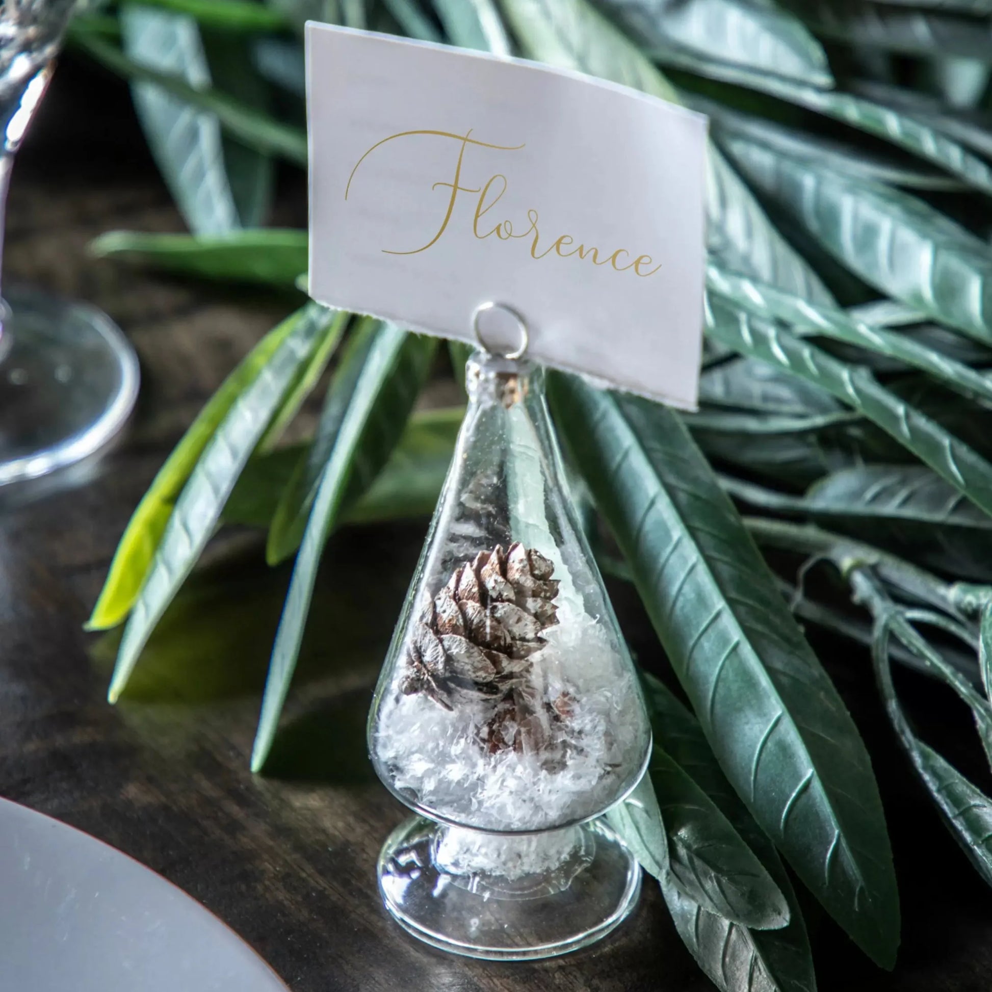 Glass Tree Name Card Holder Set of 4 1