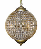 Decorative spherical chandelier with crystal accents on a white background