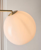 Gloss White Glass & Gold Floor Lamp - The Farthing