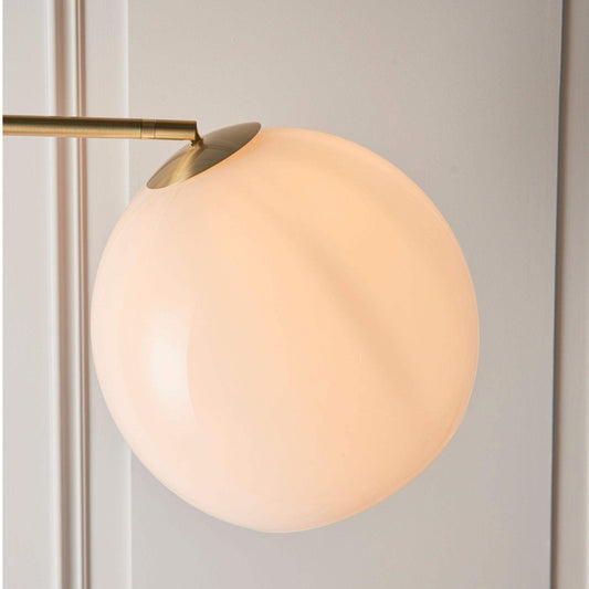 Gloss White Glass & Gold Floor Lamp - The Farthing