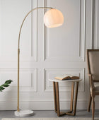 Gloss White Glass & Gold Floor Lamp - The Farthing