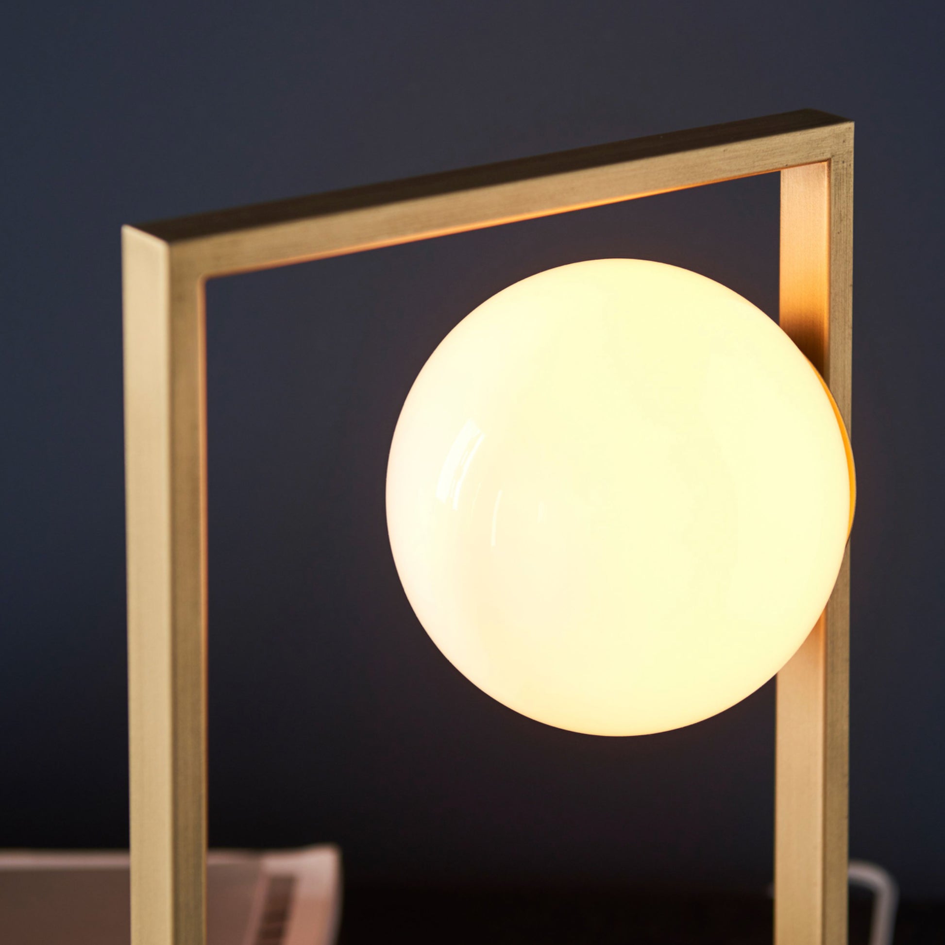 Gold Art Deco Opal Sphere Table Light 2