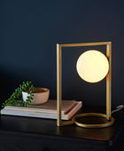 Gold Art Deco Opal Sphere Table Light 3