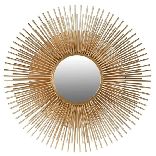 Gold Deco Round Sunburst Wall Mirror