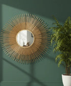 Gold Deco Round Sunburst Wall Mirror