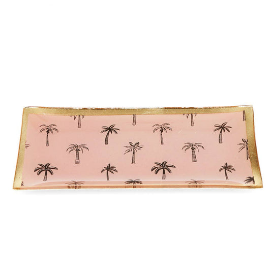 GoldEdgeGlassPalmTreeTrinketTray