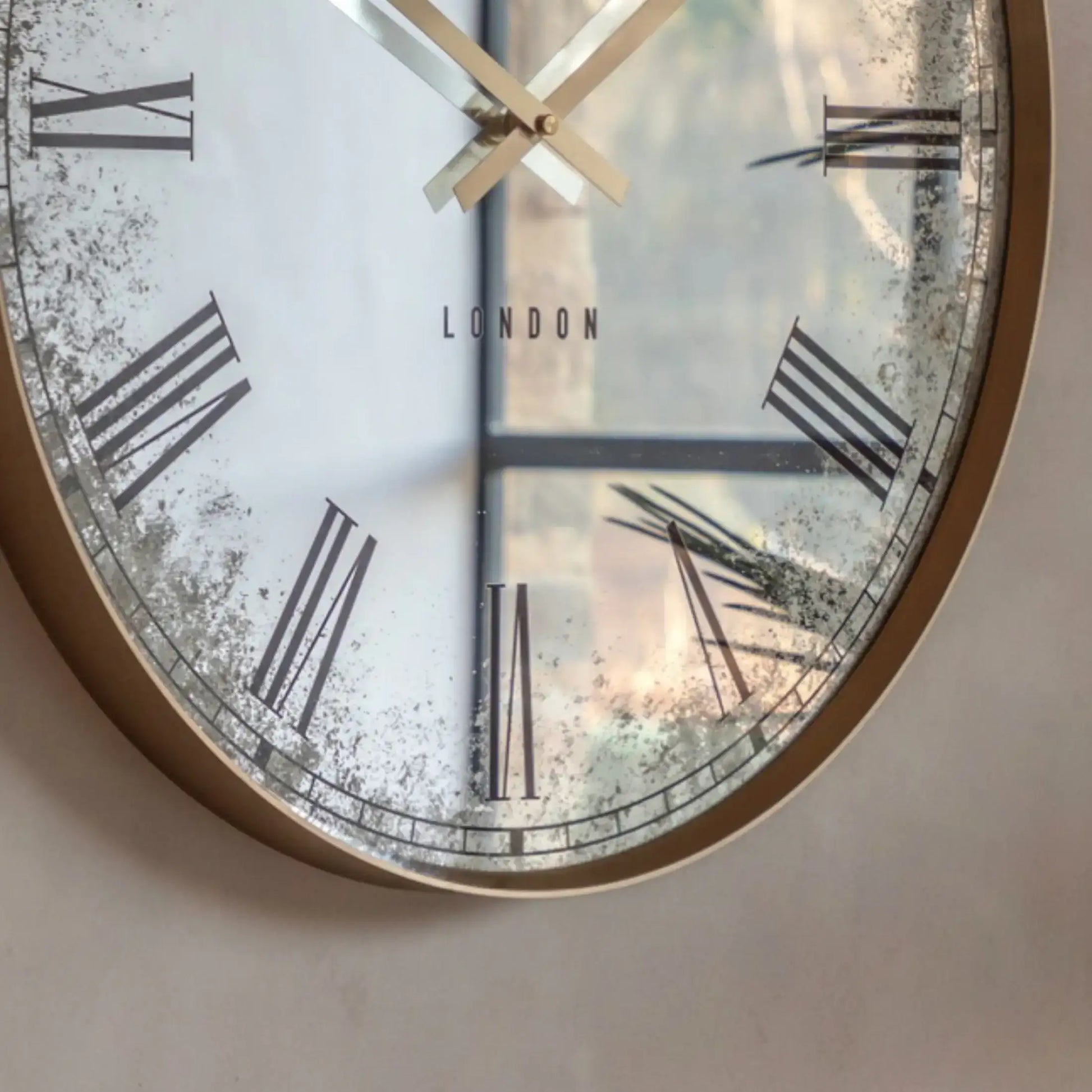 Gold Frame Antiqued Glass Mirror Face Wall Clock 50cm 4