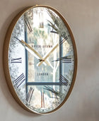 Gold Frame Antiqued Glass Mirror Face Wall Clock 50cm