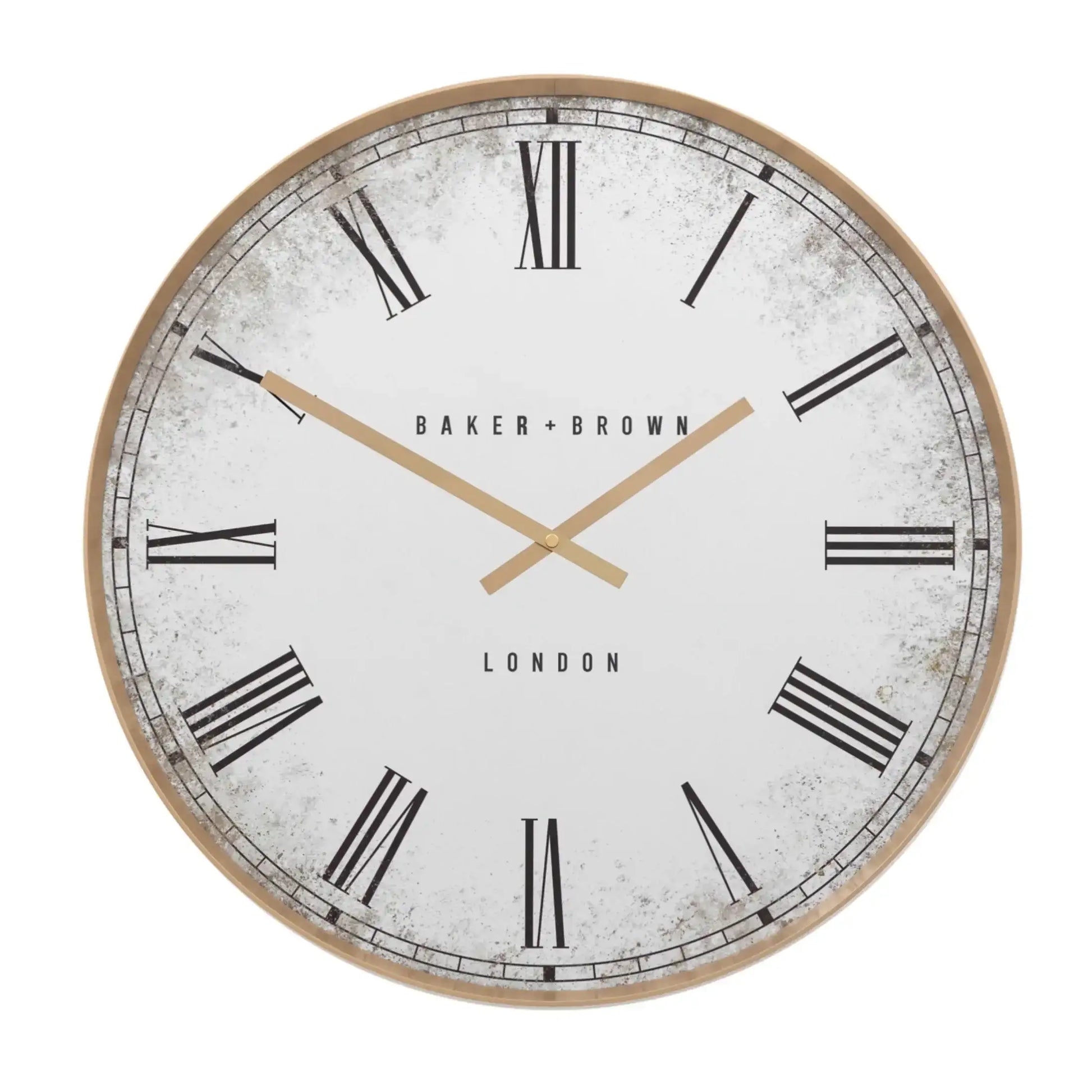 Gold Frame Antiqued Glass Mirror Face Wall Clock 50cm 1