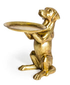 Gold dog-shaped holder with a tray on a white background