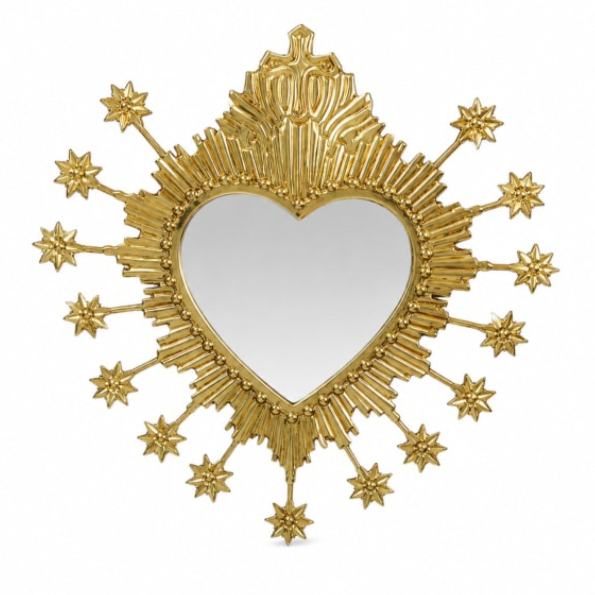 Gold Milagro Heart Sunburst Mirror