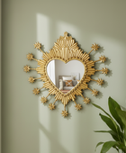 Gold Milagro Heart Sunburst Mirror
