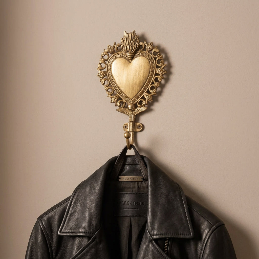 Gold Milagro Sacred Heart Wall Hook